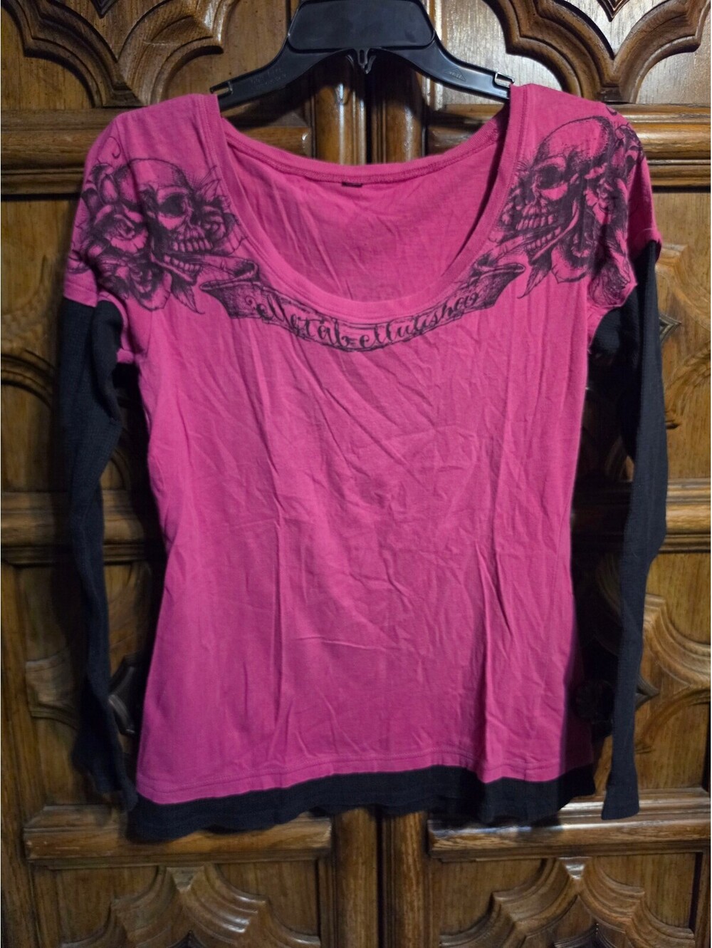 Metal Mulisha Pink & Black Layered-Look Long Sleeve Top – Women's